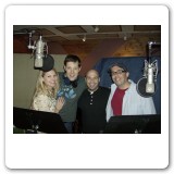 Heather with John Bolton, Jeff Gurner, and writer Gregg Coffin recording the cast album